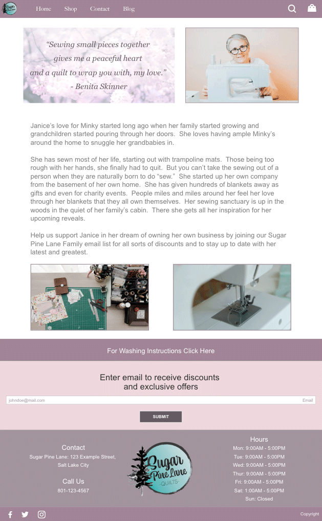 Medium fidelity wireframe of about page